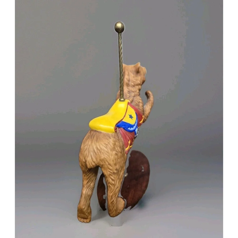 Franklin Mint Treasury Carousel Bear Figurine Wooden Display Base Vintage